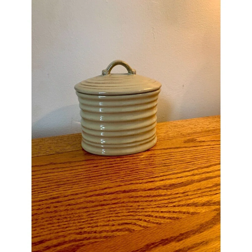 Pier One Terracotta VTG Candle Holder Canister Clay container coil Dish Vanilla